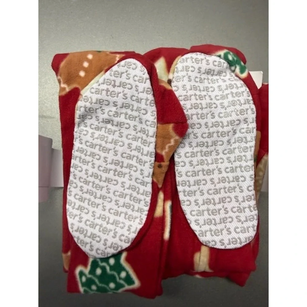 Carter's Child of Mine Christmas Fleece Footed Pajamas Red Gingerbread 4T NWT